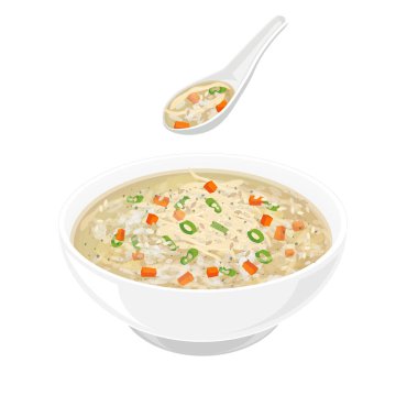 Vektör Illustration logosu Dakjuk Kore Tavuklu Pirinç lapası yemeye hazır