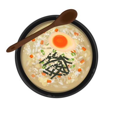 Vector Illustration logosu Top View Dakjuk Koreli Tavuk Pirinç lapası