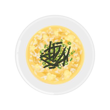 Vector Illustration logosu Top View Egg Okayu Japon Pirinç lapası