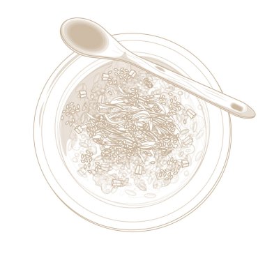 Vector Illustration logo hattı sanat eseri View Dakjuk Koreli Tavuk Pirinç lapası