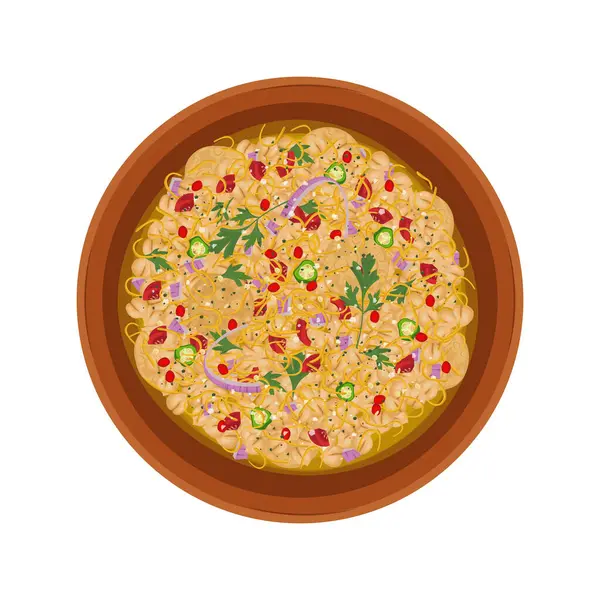 Vector Illustration logosu Cliew Top View Papdi Chaat veya Papri Chaat veya Dahi Papri Chaat