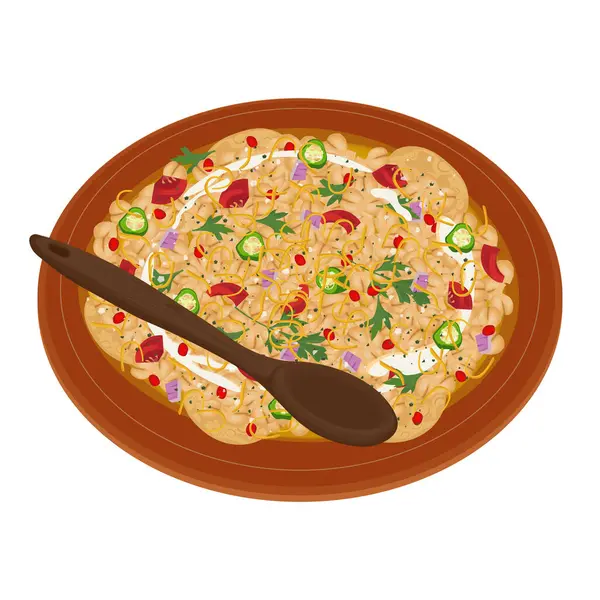 Vektör İllüstrasyon logosu Çatlak Papdi Chaat veya Papri Chaat 