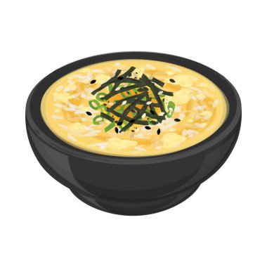 Vector Illustration logosu Kolay Okayu ile Yumurta veya Japon Pirinç lapası