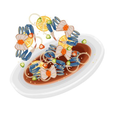 Vector Illustration logosu Climent Levitation Ganjang Gejang Soya Sosu Marinated Crabs