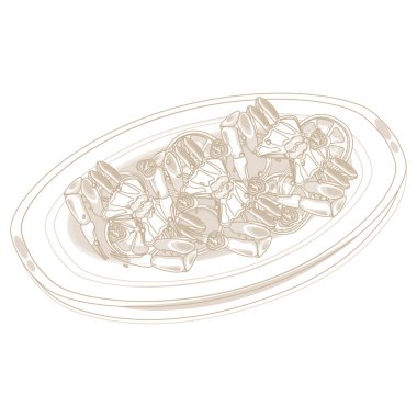 Vektör Illustration logo çizgisi sanat Ganjang Gejang ya da Soya sosunda marine edilmiş çiğ yengeç