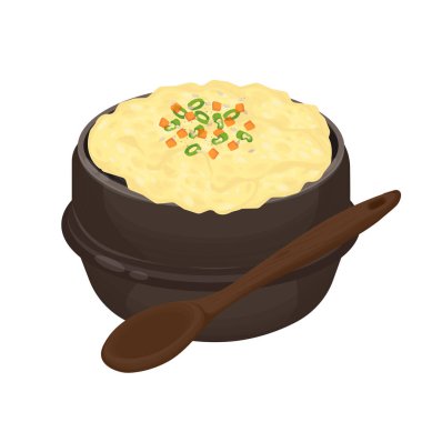 Vektör İllüstrasyon logosu Clipart Kore Buharlı Yumurta Kreması Gyeranjim