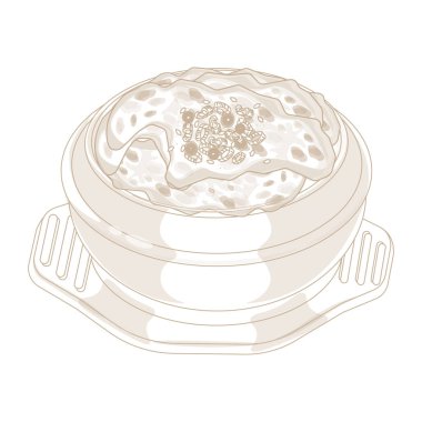 Vector Illustration Logo Çizgisi Sanat Gyeranjim Kore Buharlı Yumurtası Ttukbaegi