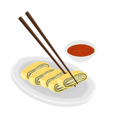 Vector Illustration logosu Gyeran Mari Kore usulü omlet ve yosun yemeye hazır