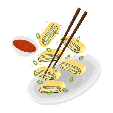 Vector Illustration logosu Clipart Levitation Gyeran Mari Seaweed ile rulo omlet