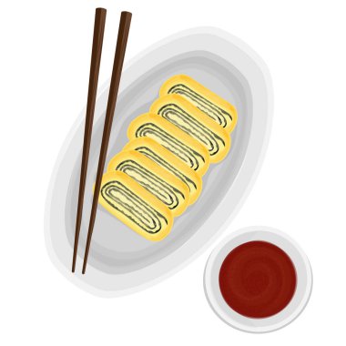 Vector Illustration logosu Cliew Top View Gyeran Mari Kore usulü yosunlu omlet 