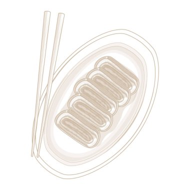 Vector Illustration logo hattı sanat eseri Top View Gyeran Mari Kore usulü yosun kaplı omlet 
