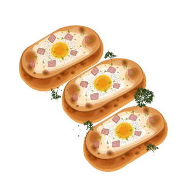 Vector Illustration logosu Clipart Gyeran Ppang Kore Yumurta Ekmeği İzole Edildi