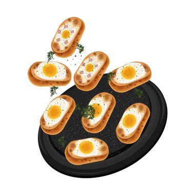 Vector Illustration logosu Clipart Levitation Kore Yumurta Ekmeği Gyeran Ppang