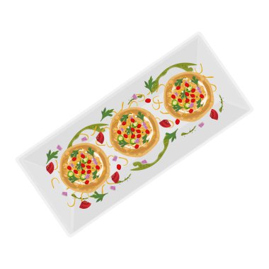 Vector Illustration logosu Cliew Top View Katori Chaat Aloo Tikki Chaat Aloo Tokri Hint yemeği
