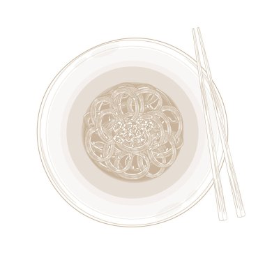 Vektör İllüstrasyon Logosu Basit çizgi sanatı Ojingeojeot Koreli Banchan