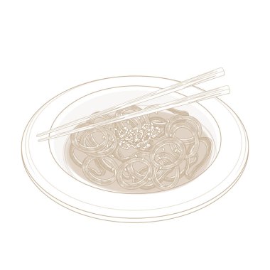 Vektör İllüstrasyon Logosu Basit satır sanat Ojingeojeot Kore Baharat mürekkep balığı mayalanmış 