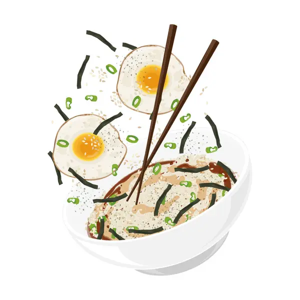 Vector Illustration logosu Clipart Levitation Gyeran Bap Kore Yumurta Pirinci 