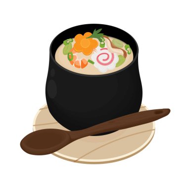 Vektör İllüstrasyon Logosu Lezzetli İpeksi Chawanmushi Japon haşlanmış yumurta kreması