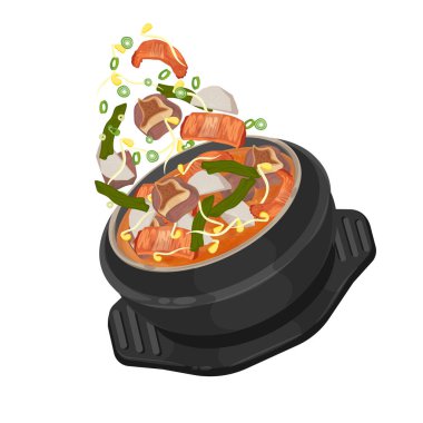 Vector Illustration Logo Cliitation Haejjanguk Kore Akşamdan Kalma Çorbası Bir Ttukbaegi Üzerine