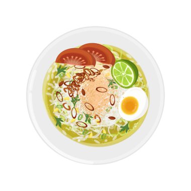 Vektör İllüstrasyon Logosu Üst Görünüm Soto Koya veya Soto Ayam 