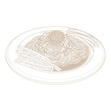 Vektör İllüstrasyon Logosu Sanat Yukhoe Kore Etli Tartare