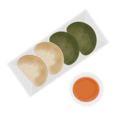 Vektör İllüstrasyon Logosu Üst Görünüm Baramtteok Gaepi Tteok Doldurulmuş Kabarık Pirinç Keki