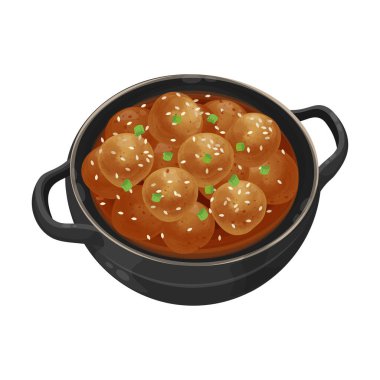 Vector Illustration Logo Clipart haşlanmış bebek Patates Algamja Jorim Gamja Jorim Pan üzerinde