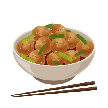 Vektör İllüstrasyon Logosu Gamja Jorim Kore haşlanmış bebek patatesleri Jorim Gamja Jorim