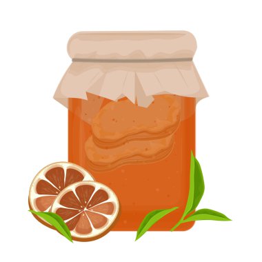 Vektör İllüstrasyon Logosu Clipart Kombucha Scoby ile kavanozda mayalanmış içecek
