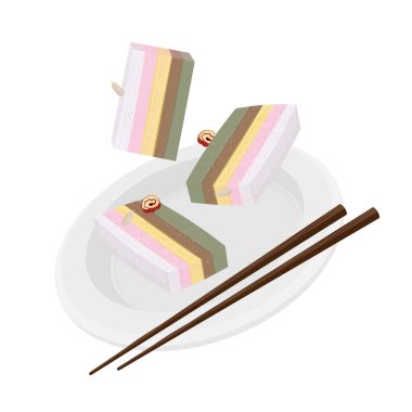 Vector Illustration Logo Clipart Levitation Kore Gökkuşağı pirinç keki veya Mujigae tteok