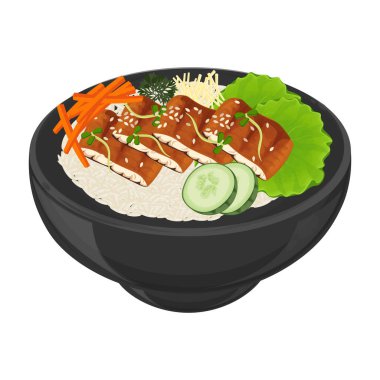 Vector Illustration logosu Clipart Yangnyeom Jangeo Gui ve Rice on a Bowl