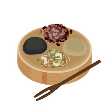 Vektör İllüstrasyon Logosu Kore Geleneksel Pirinç Keki Omegi Tteok 