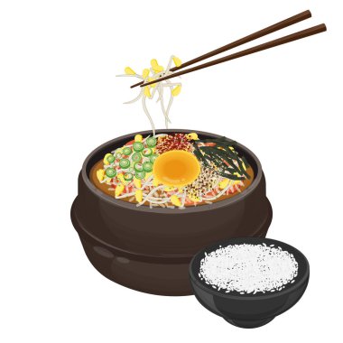 Vektör İllüstrasyon Logosu Clipart Kongnamul Gukbap 'ı yemeye hazır 