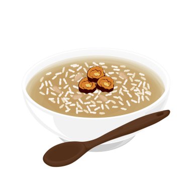 Vektör İllüstrasyon Logosu Kore Pirinç İçkisi Bir kâse üzerinde Sikhye