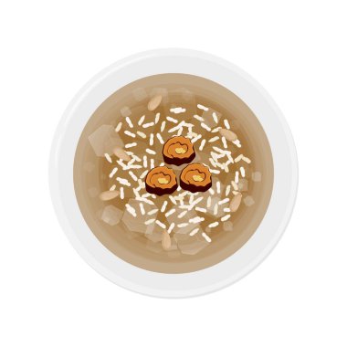 Vektör İllüstrasyon Logosu Üst Görünüm Taze Pirinç Punch İçeceği veya Sikhye 