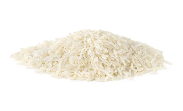 Haufen Langer Reis Basmati Isoliert Auf Weißem Hintergrund — Stockfoto