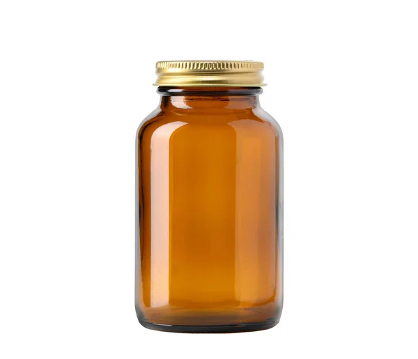 Lege Bruine Glazen Fles Voor Pillen Vitaminen Supplementen — Stockfoto