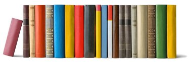 Beyaz arka plan üzerinde izole renkli Kütüphane kitap uzun satır