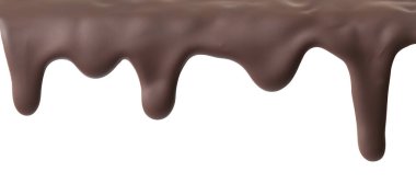 Liquid chocolate dripping from cake on white background with clipping path clipart