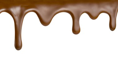 Melted chocolate dripping from cake on white background with clipping path clipart