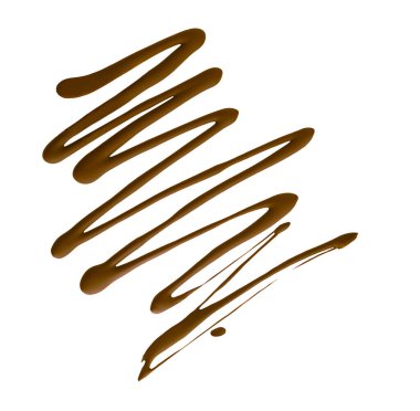 Donmuş sıvı çikolatalı çiseleme beyaz arka planda izole edilmiş. Krep ve kruvasan süslemesi.