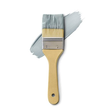 Yumuşak, desenli, güzel gri bir dokunuşla bir boya fırçası, çeşitli ev geliştirme işleri veya sanatsal projeler için ideal.