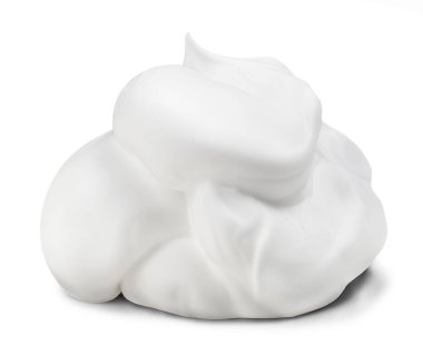 Tıraş köpüğü, beyaz makyaj köpüğü, temizleyici, beyaz arka planda izole edilmiş. Köpüklü cilt bakım ürünü