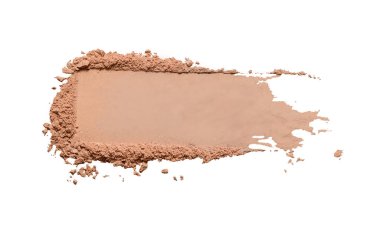 Makyaj pudrası dokusu beyaz arkaplanda izole edilmiş. Güzellik için ideal temel