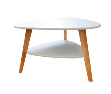 Bu şık beyaz sehpa zarif ahşap bacaklar içeriyor. Bu da onu beyazlar üzerinde izole edilmiş çağdaş yaşam alanları için mükemmel kılıyor..