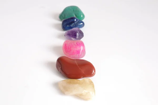 Pedras Semipreciosas Espectro Cores Pedras Preciosas Multicoloridas Arco Íris — Fotografia de Stock