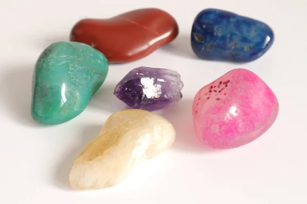 Yarı Değerli Taşlar Renk Spektrumu Gemstones Çok Renkli Gökkuşağı — Stok fotoğraf