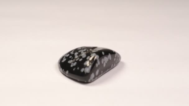Ημιπολύτιμη Λίθος Gemstone Snowflake Obsidian — Αρχείο Βίντεο