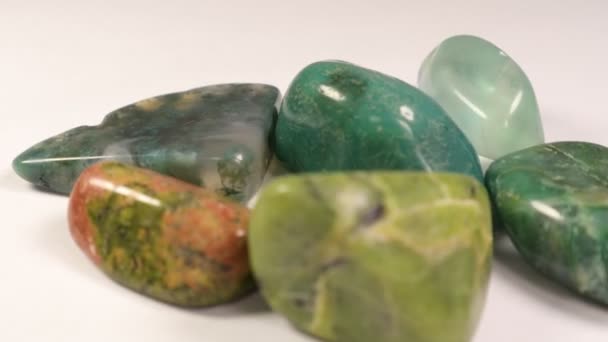 Piedras Semipreciosas Piedras Preciosas Verde — Vídeos de Stock