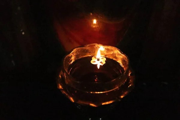Burning Candle Glass — Stock Photo, Image